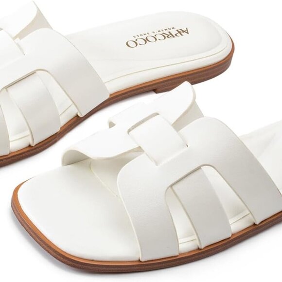 Women's Faux Leather Flat Sandals Summer Slip On Cross Band Breathable - Picture 4 of 6